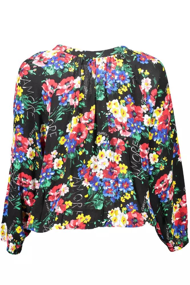 Desigual Vibrant V-Neck Buttoned Top with Elastic Waist