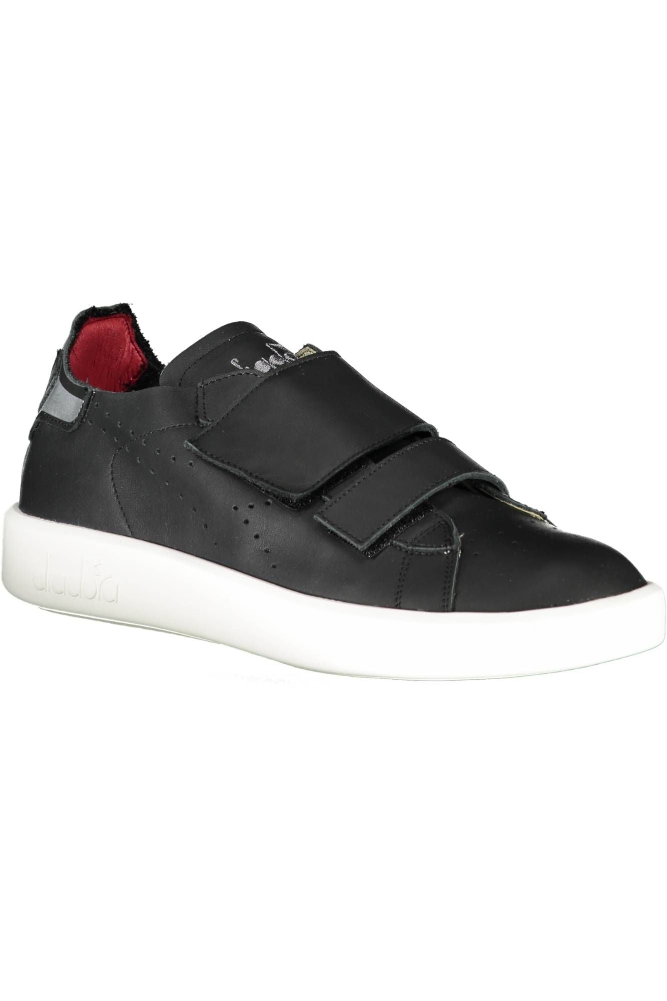 Diadora Sleek Black Leather Sneakers with Contrast Details