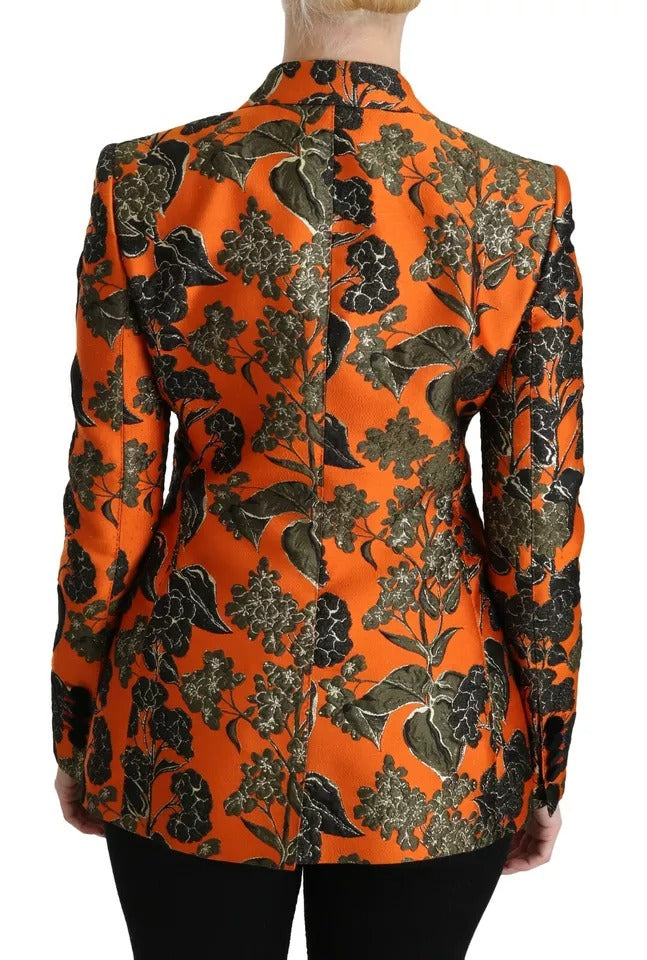 Dolce & Gabbana Orange Floral Brocade Coat Blazer Jacket