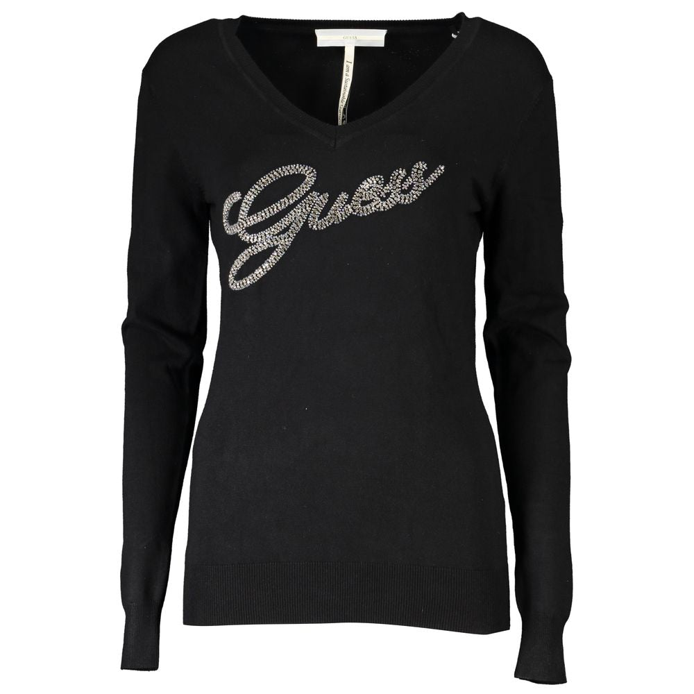 Guess Jeans Elegant V-Neck Rhinestone Sweater