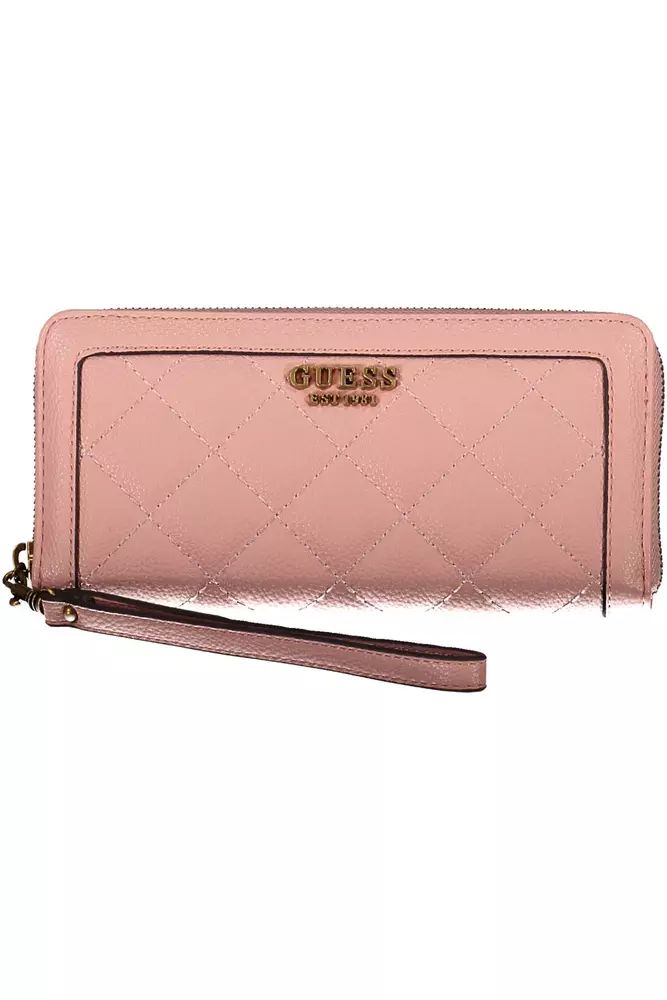 Guess Jeans Chic Pink Wallet with Contrast Zip & Logo