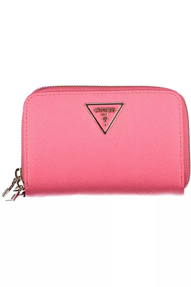 Guess Jeans Chic Pink Double Wallet with Contrasting Details