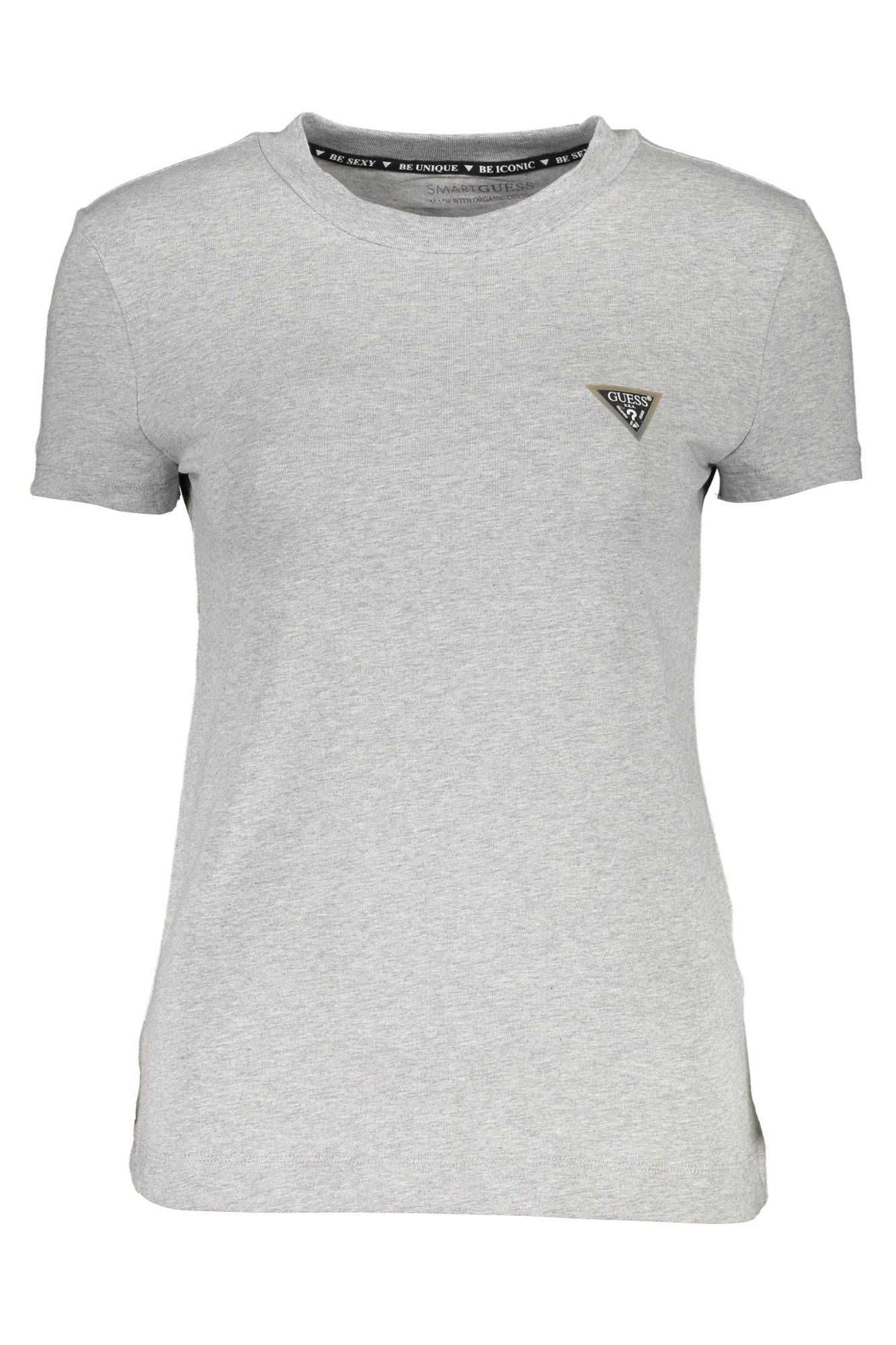 Guess Jeans Chic Gray Crew Neck Logo Tee