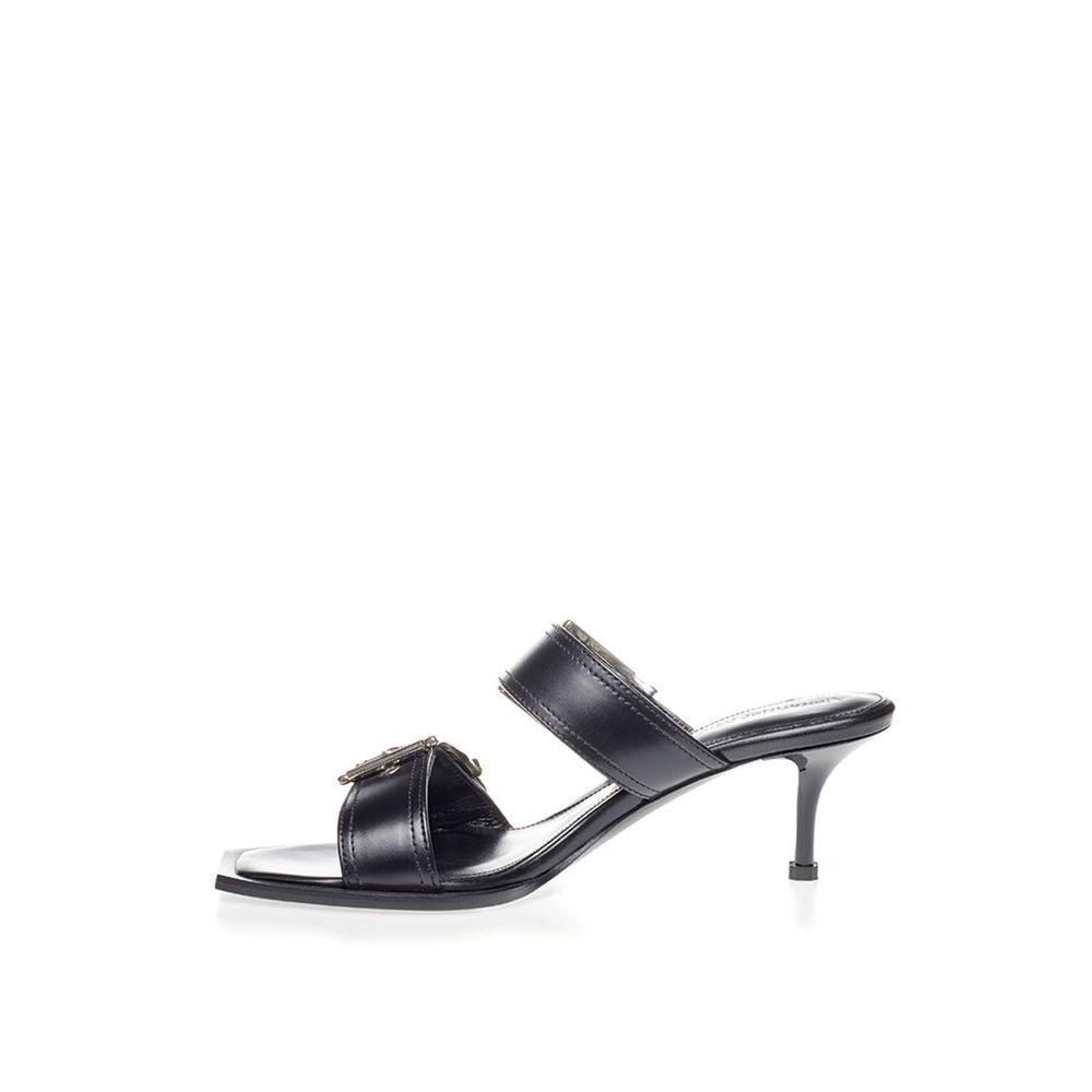 Alexander McQueen Elevate Your Steps in Timeless Black Leather Sandals