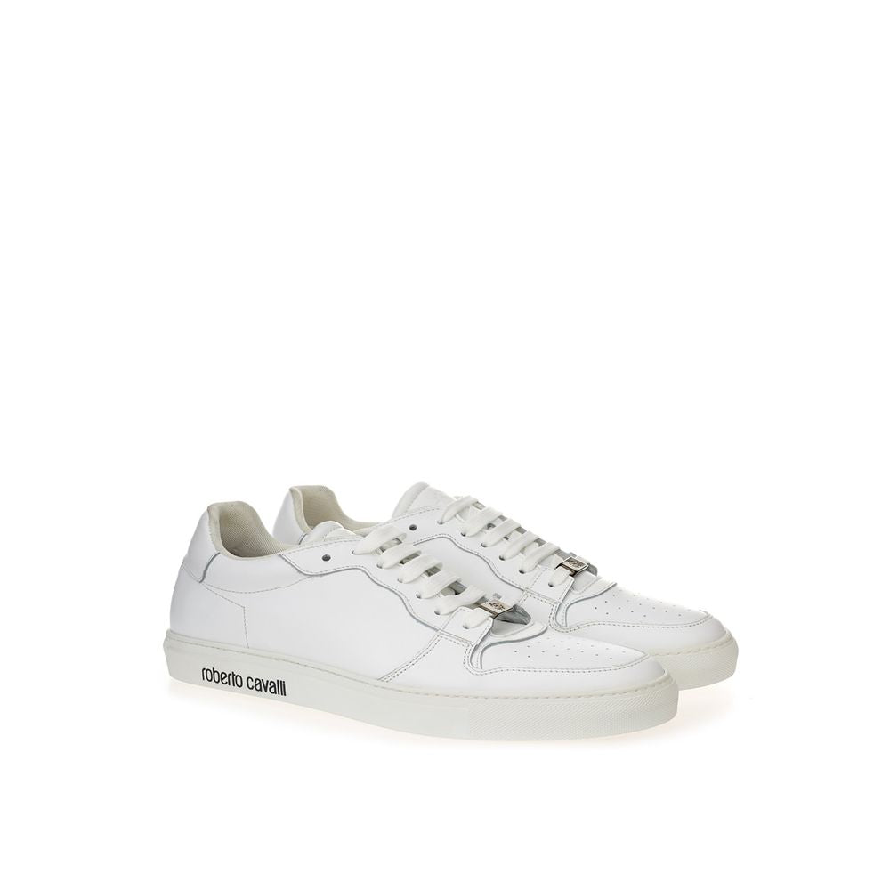 Roberto Cavalli White Leather Sneakers Luxe Footwear