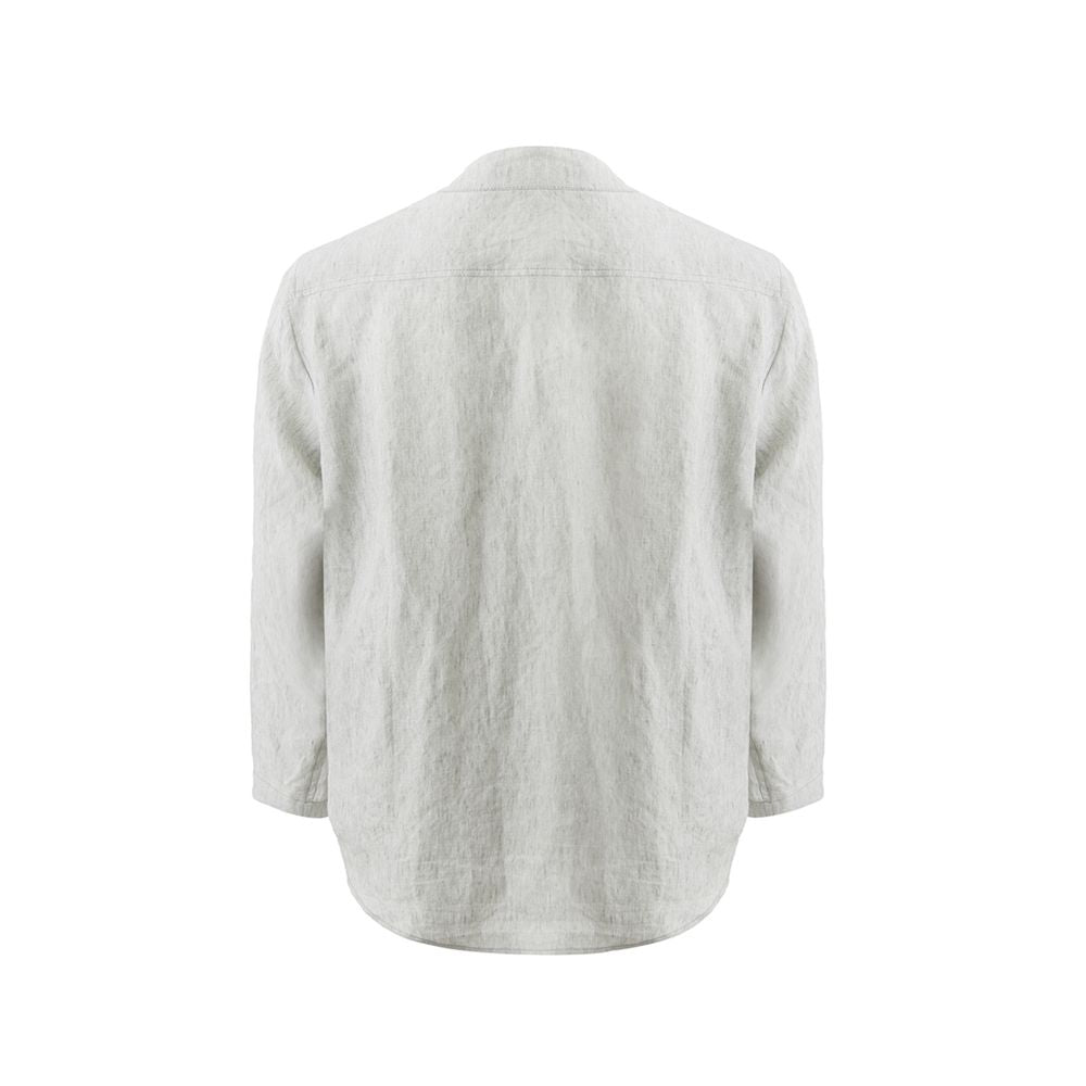 Emporio Armani Elegant Gray Linen Men's Designer Jacket
