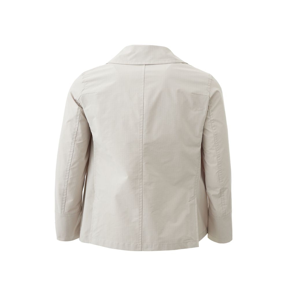 Elegant White Polyester Sealup Jacket
