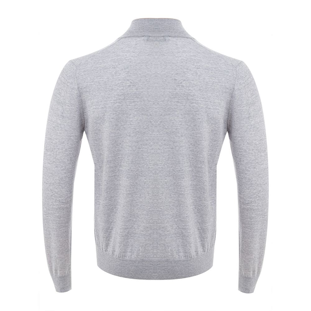 Elegant Gray Wool Gran Sasso Cardigan