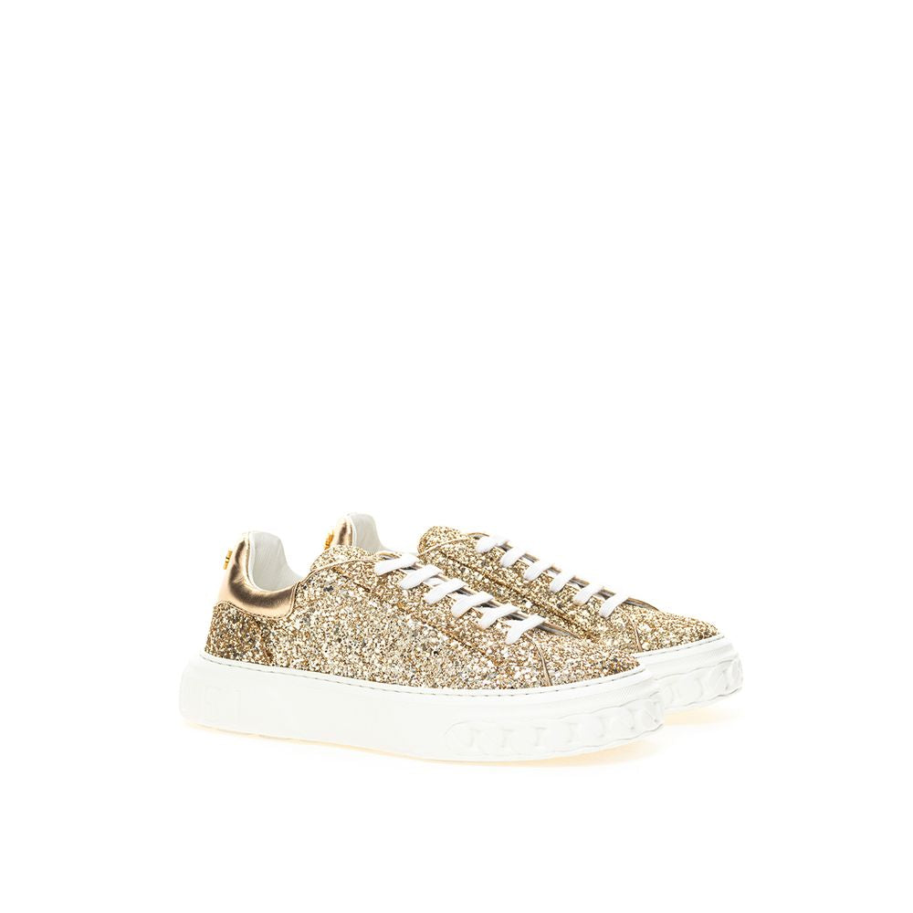 Casadei Gold Leather Sneakers Elegance