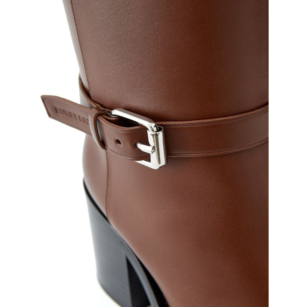 Burberry Elegant Leather Brown Boots for Sophisticated Style