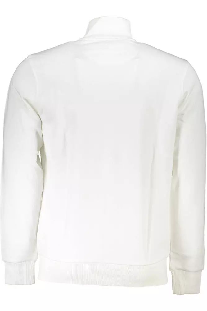 La Martina Elegant White Zippered Cotton-Blend Sweatshirt