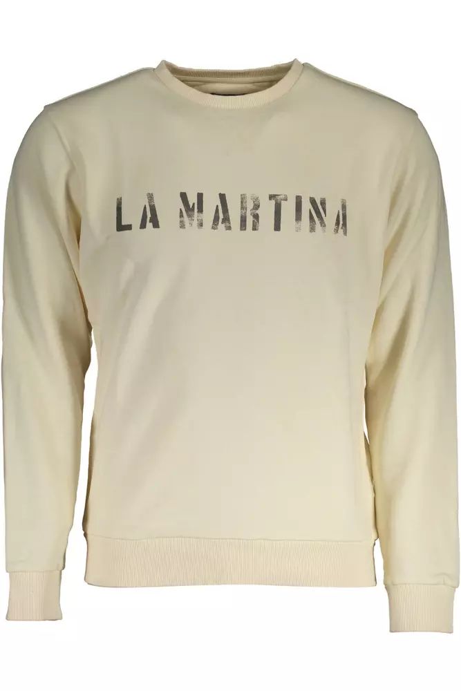 La Martina Elegant White Logo Print Sweatshirt