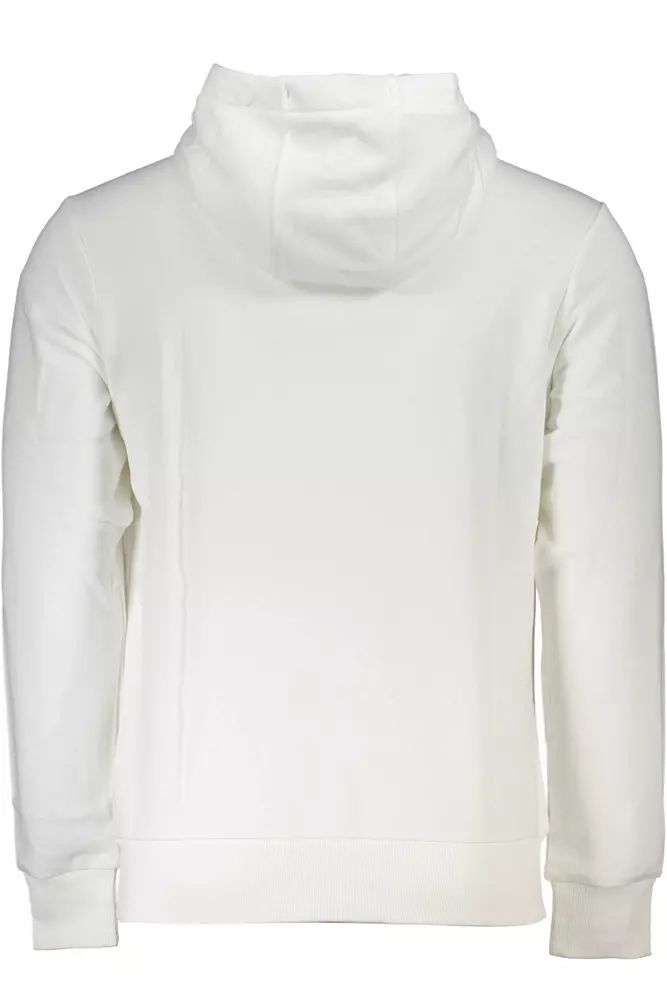 La Martina Elegant White Hooded Sweatshirt with Embroidery