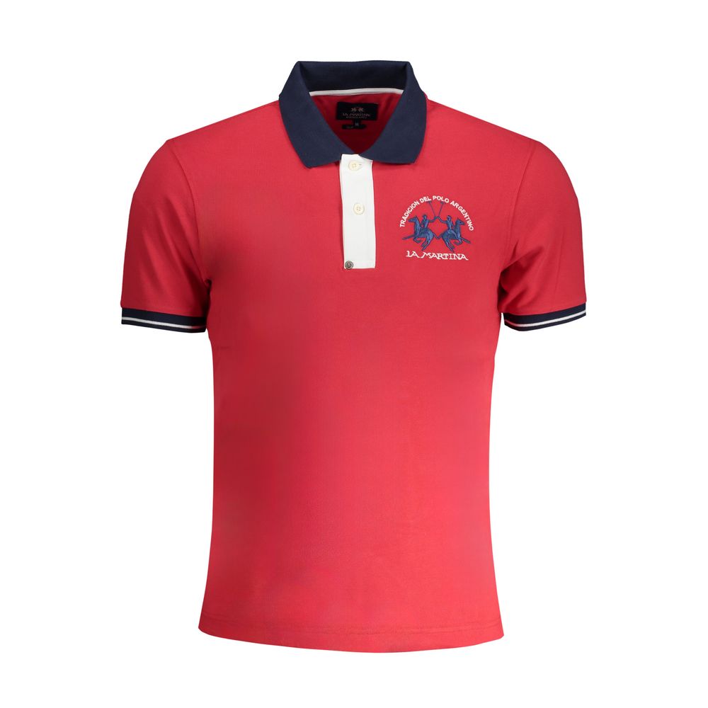 La Martina Red Cotton Polo Shirt