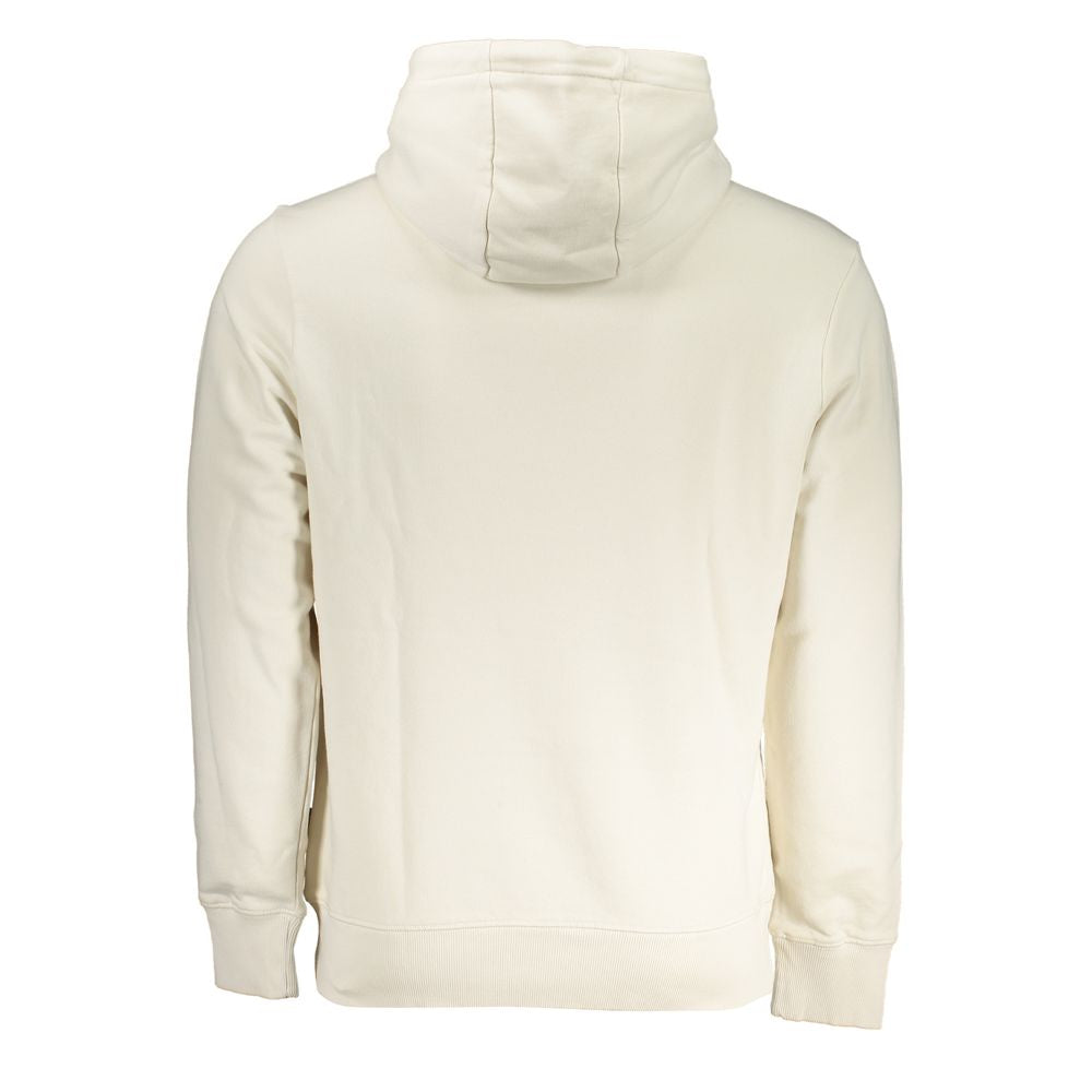Napapijri Chic White Hooded Cotton Sweatshirt with Contrasts