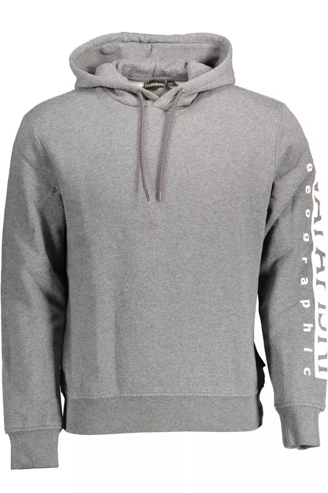 Napapijri Chic Gray Hooded Cotton Blend Sweatshirt