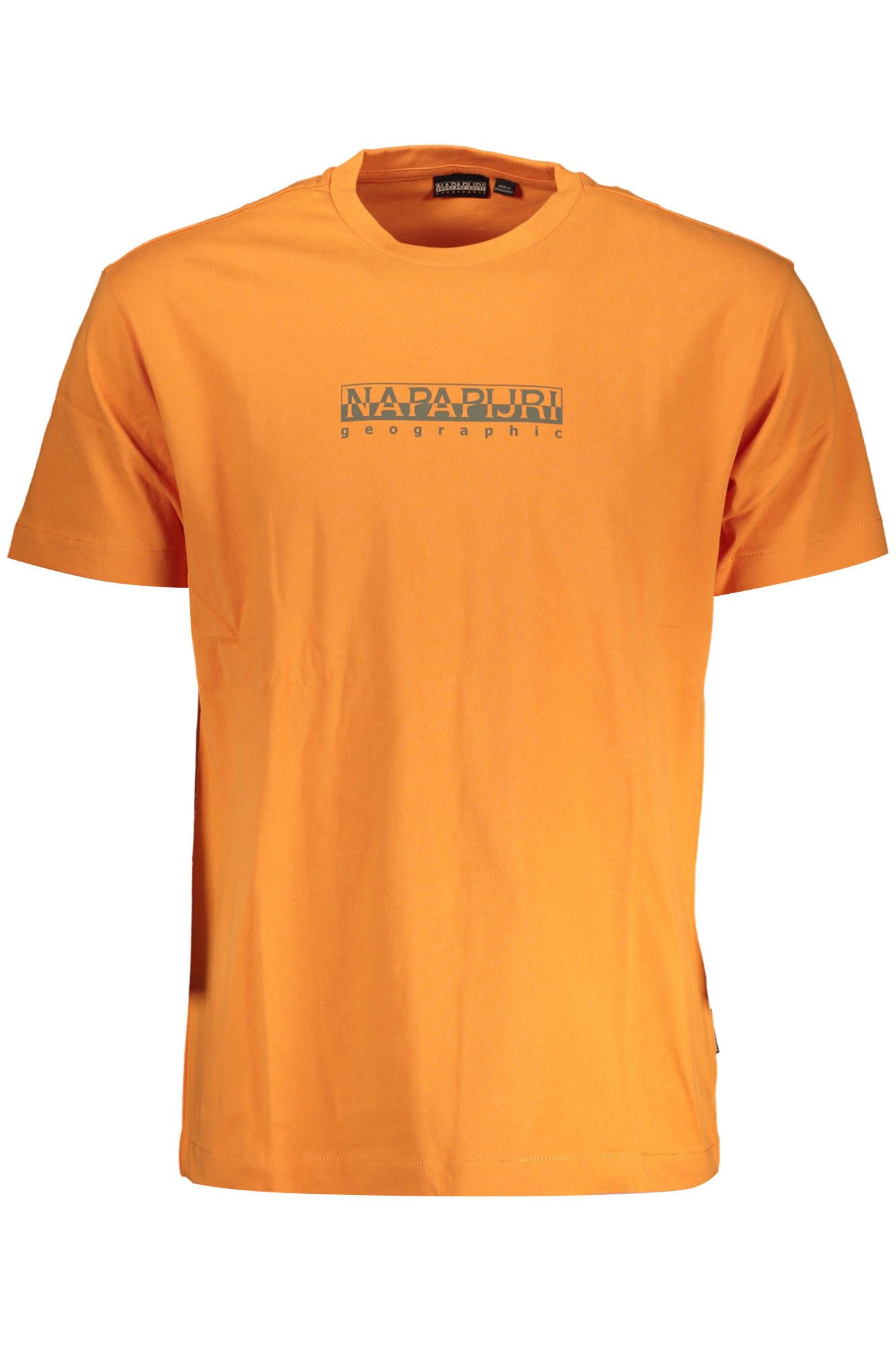 Napapijri Vibrant Orange Round Neck Tee with Logo Print