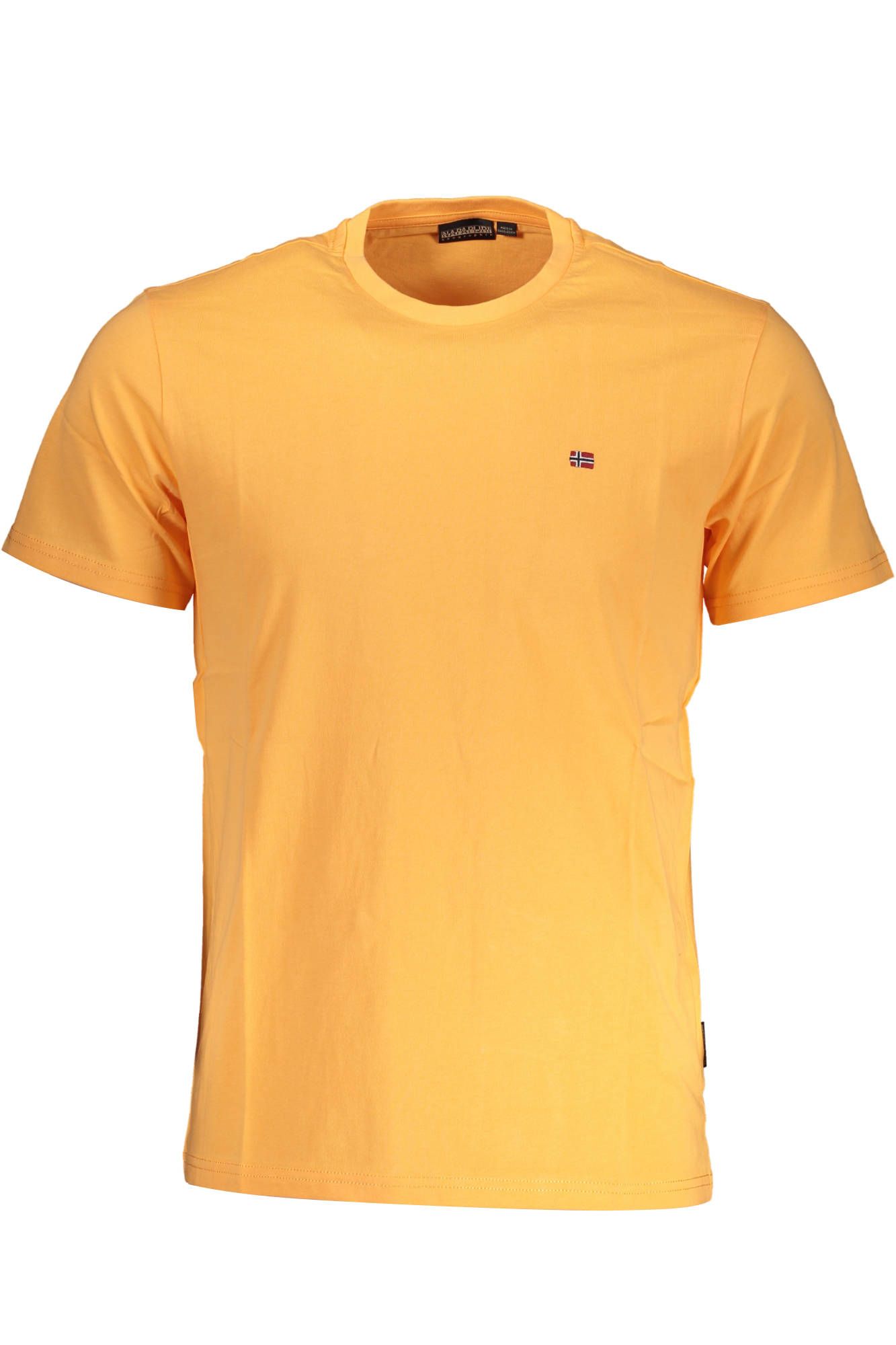 Napapijri Orange Cotton Tee with Signature Embroidery