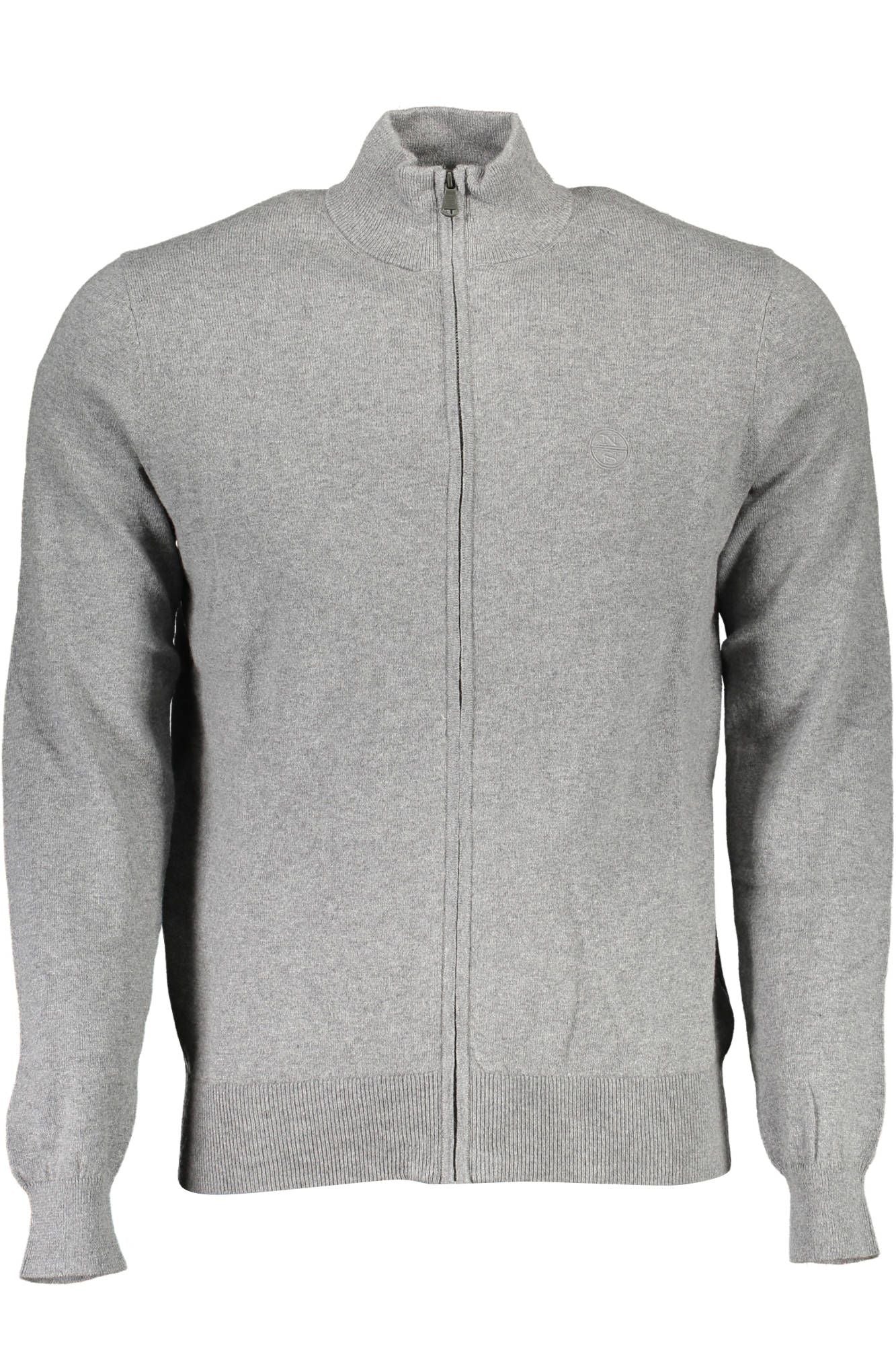 North Sails Sleek Gray Zip-Up Cardigan with Embroidered Logo