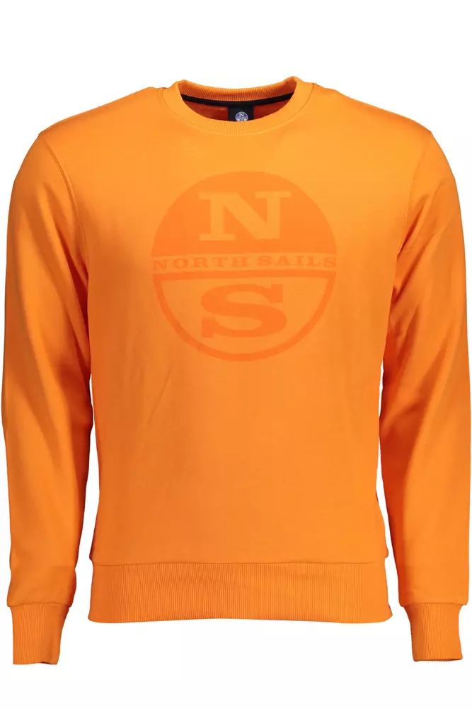 North Sails Vibrant Orange Cotton Sweatshirt with Chic Logo Print