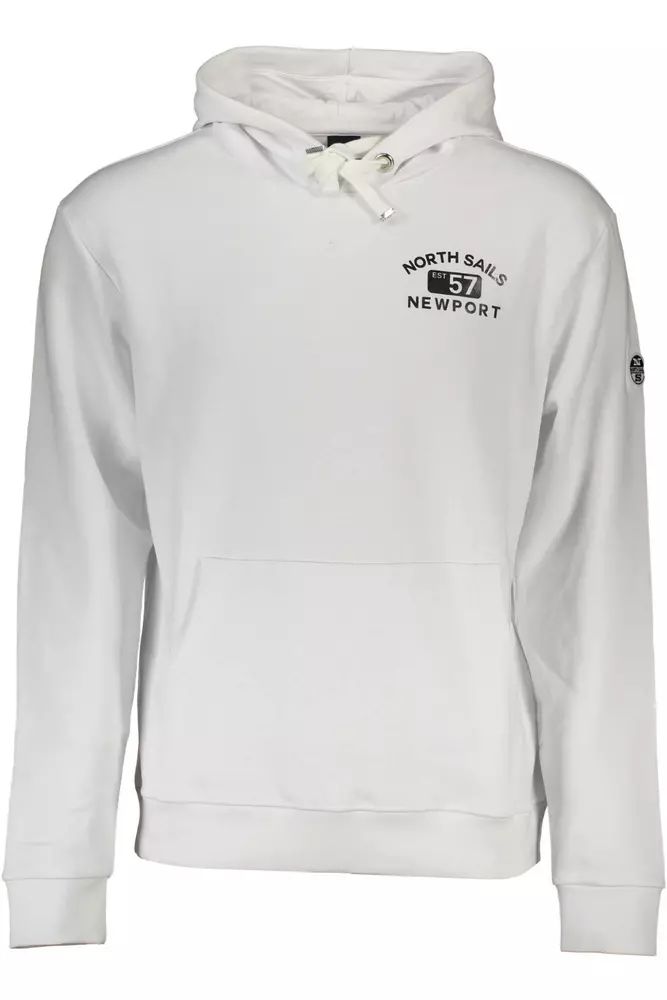 North Sails Sleek White Hooded Sweatshirt with Logo Print
