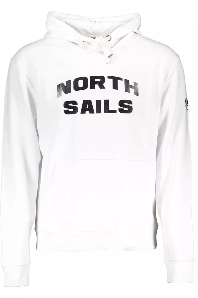 North Sails Chic White Hooded Sweatshirt with Central Pocket