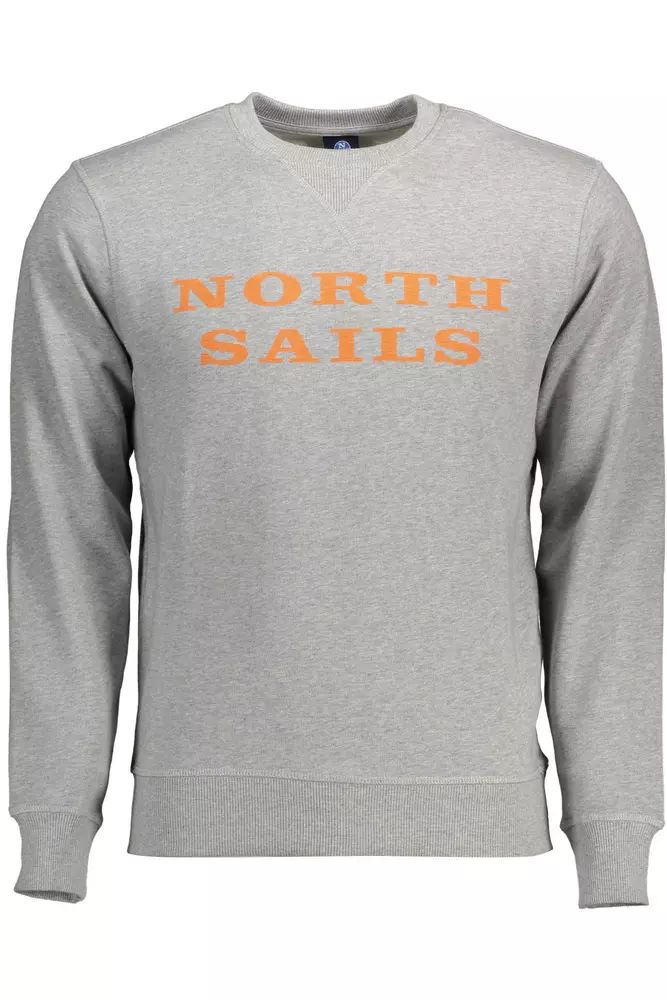 North Sails Chic Gray Round Neck Printed Sweatshirt