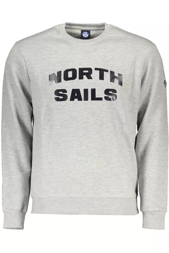 North Sails Elegant Gray Round Neck Cotton Blend Sweatshirt