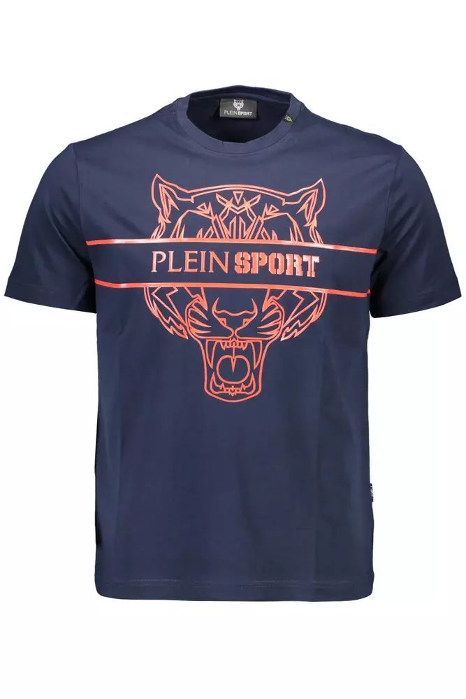 Plein Sport Dynamic Blue Crew Neck Printed Tee