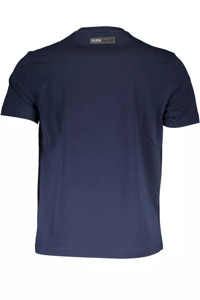 Plein Sport Crew Neck Logo Print Tee in Bold Blue