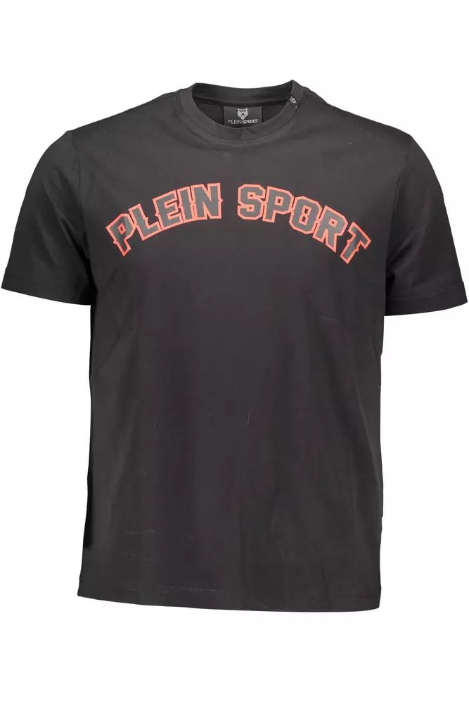 Plein Sport Sleek Black Cotton T-Shirt with Iconic Prints