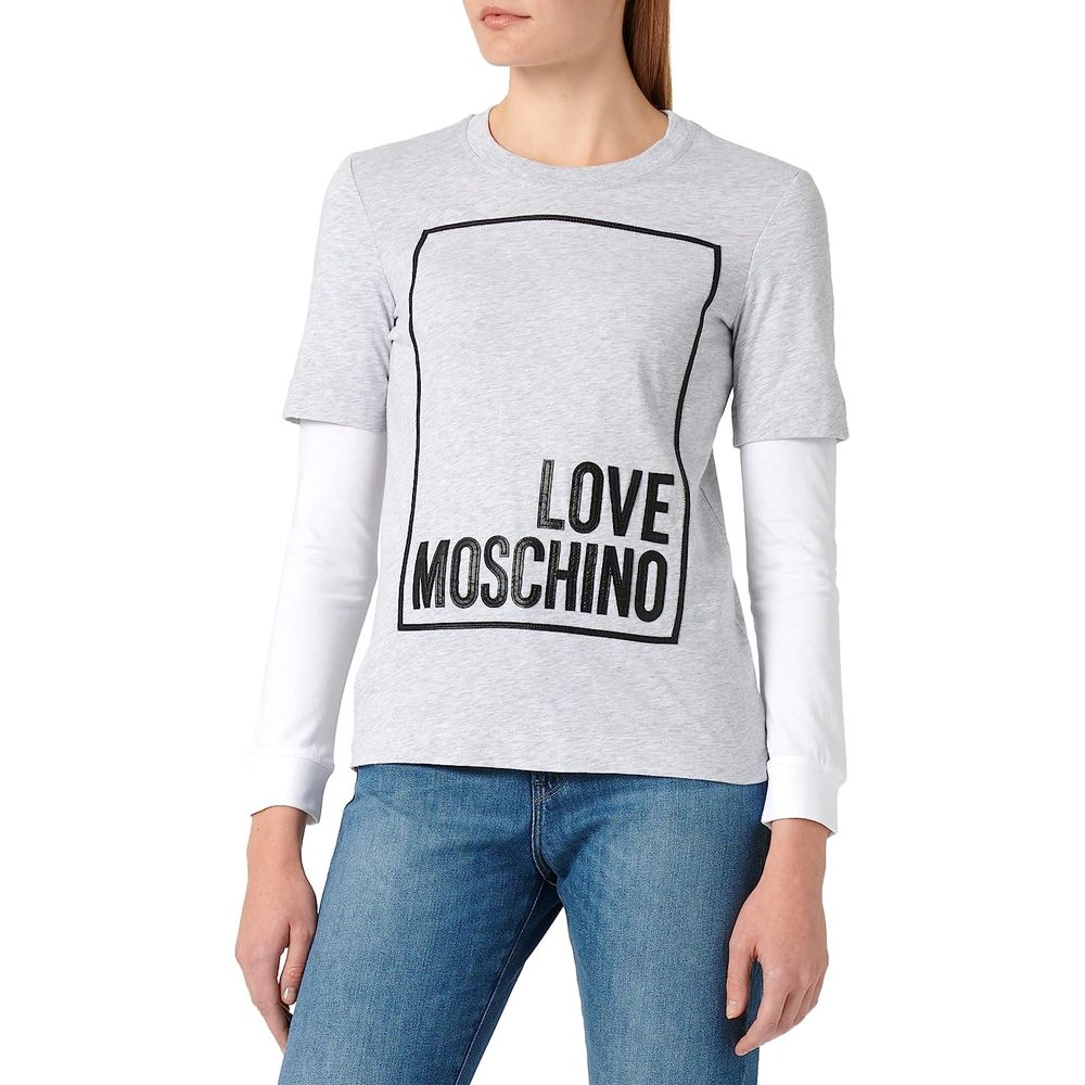 Love Moschino Сиви памучни топове и тениска