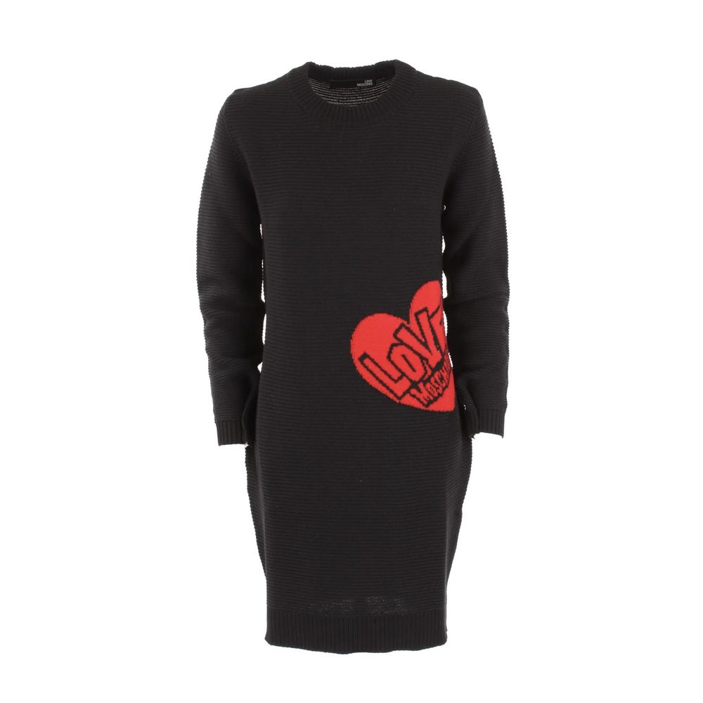 Love Moschino Chic Heart Pattern Knit Wool-Blend Dress