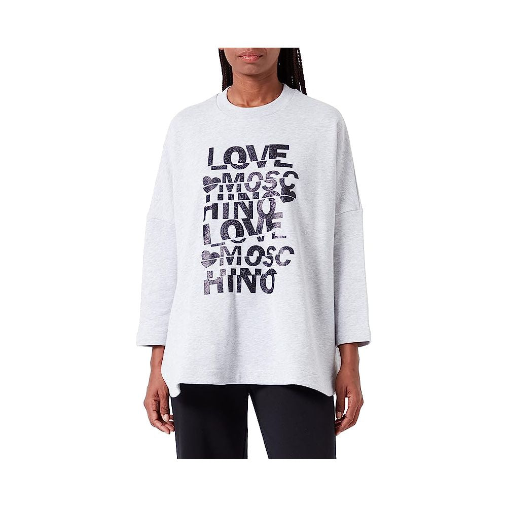 Love Moschino Glittered Cotton Oversized Sweatshirt - Grey