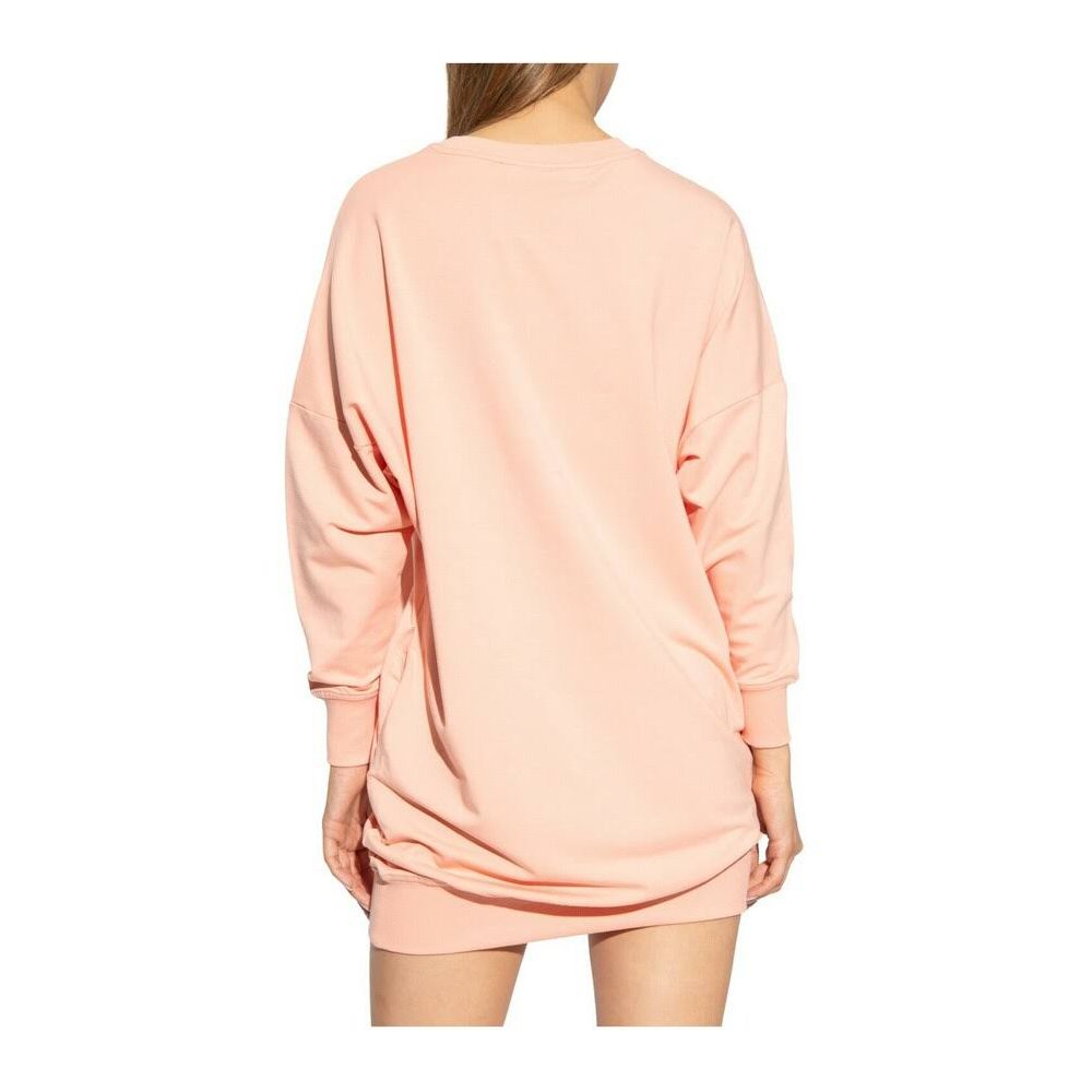 Love Moschino Chic Pink Sweatshirt Dress with Eco-Leather Logo