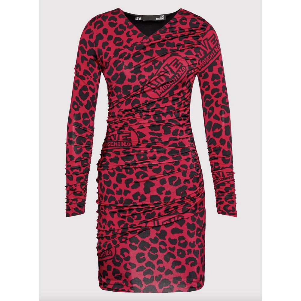 Love Moschino Chic Leopard Texture Dress in Pink and Black