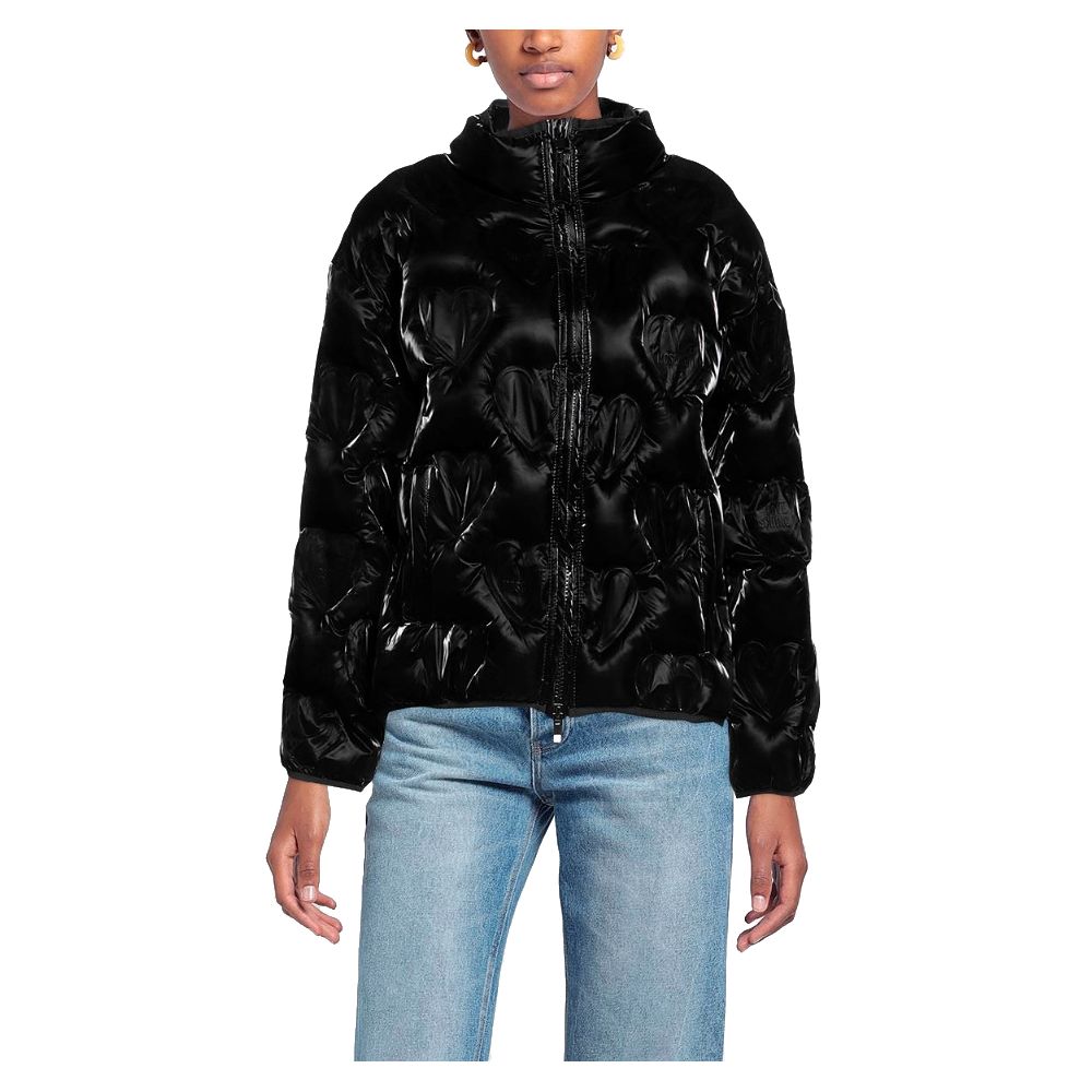 Love Moschino Chic Heart-Adorned Black Down Jacket