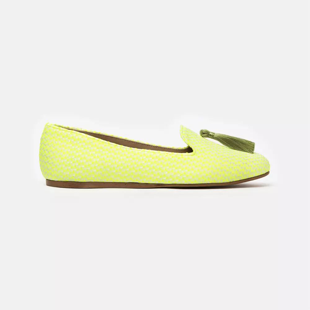 Charles Philip Elegant Yellow Silk Alba Loafers