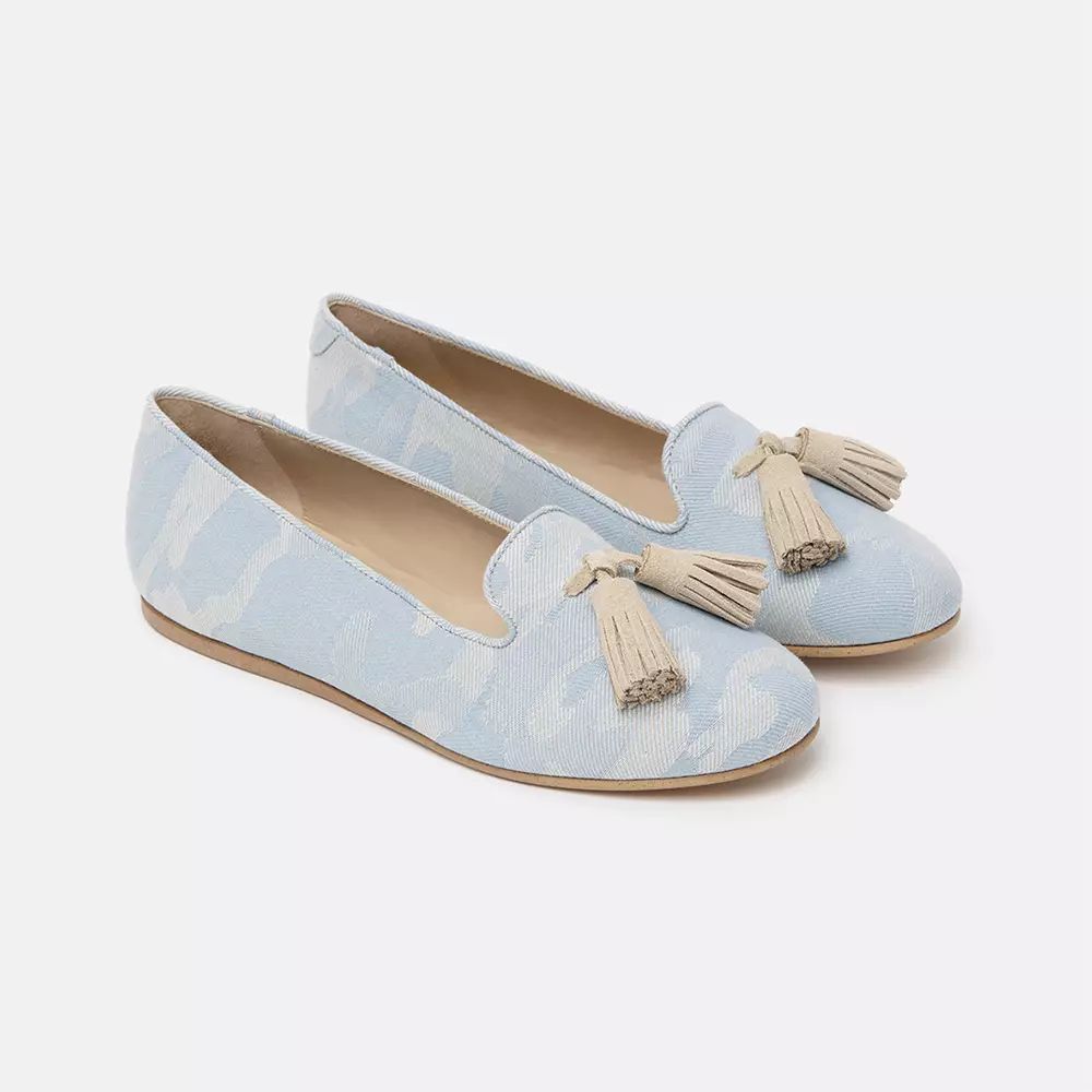 Charles Philip Elegant Light Blue Camouflage Loafers