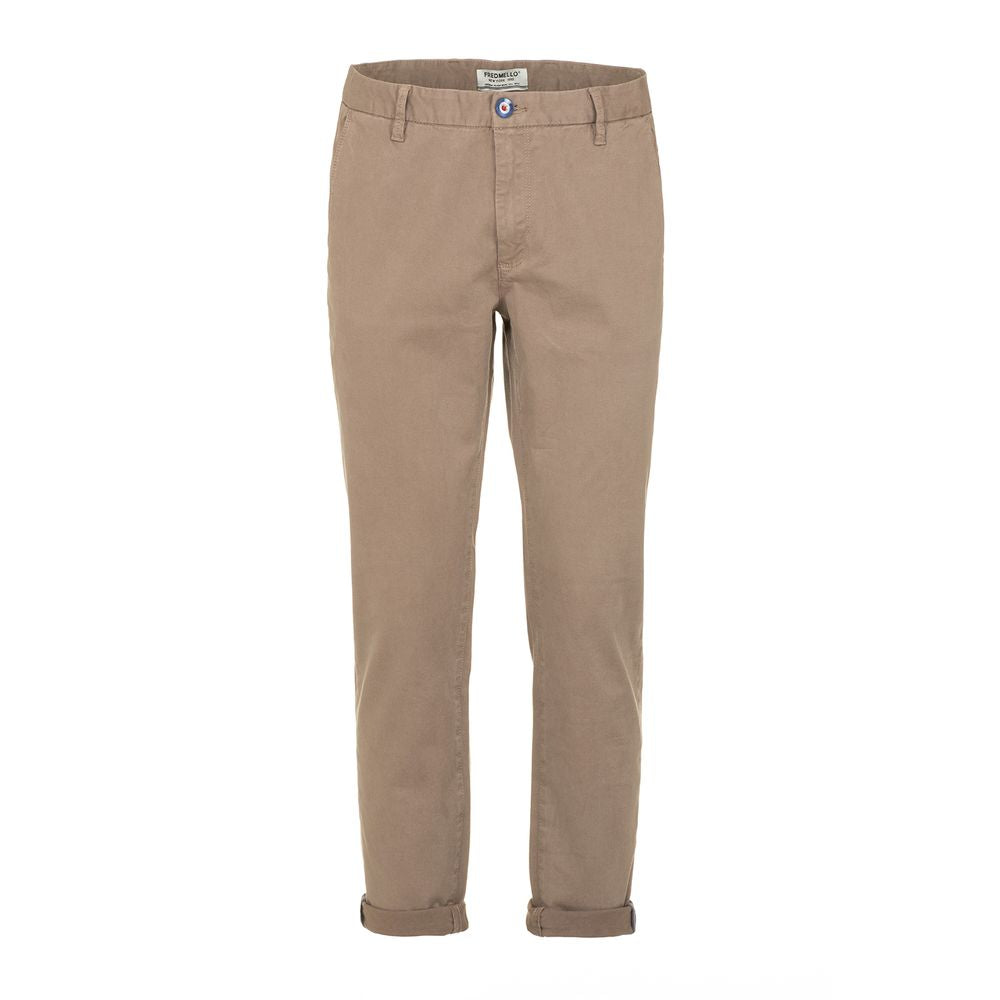 Fred Mello Beige Cotton Blend Casual Pants for Men