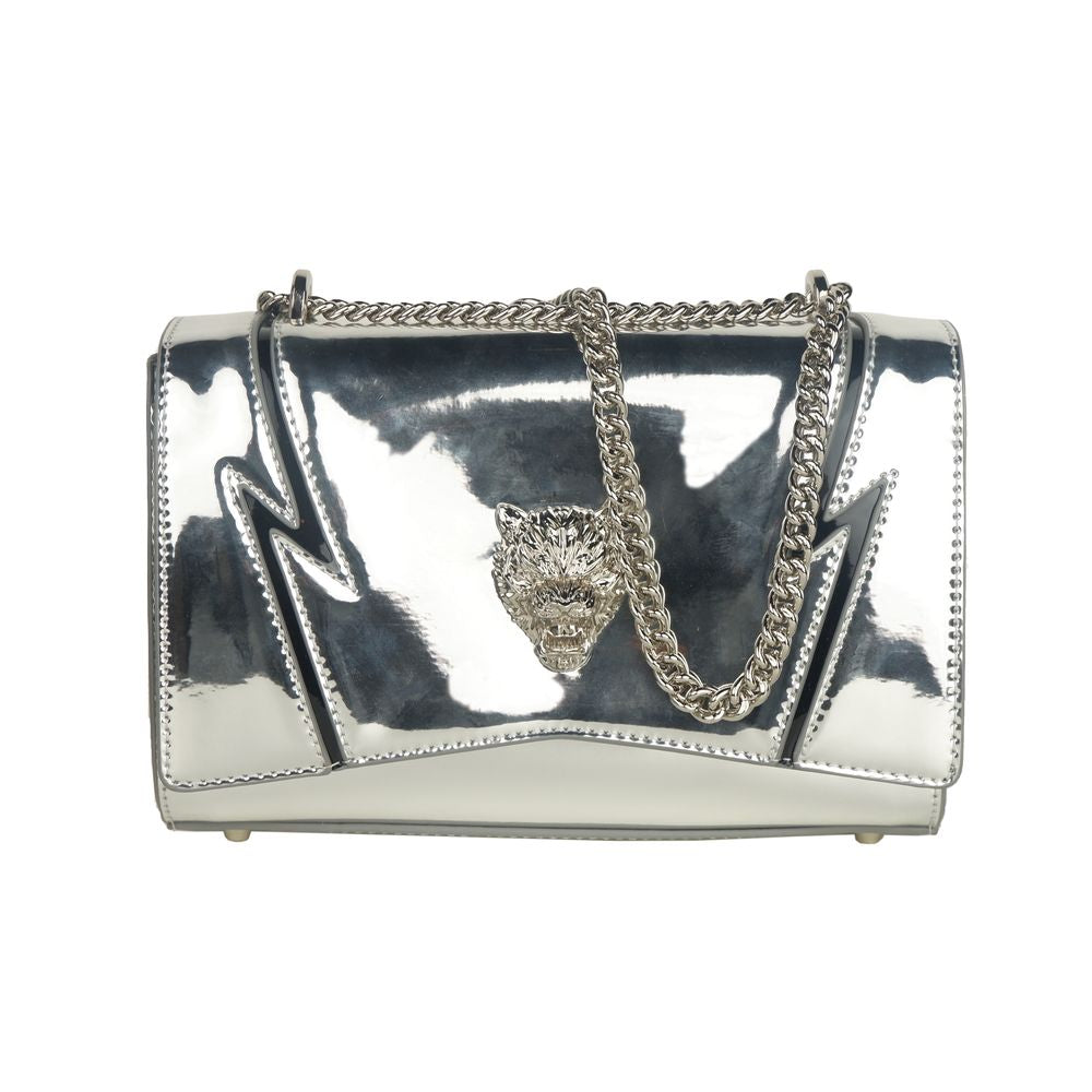 Plein Sport Elegant Gray Chain-Strapped Shoulder Bag