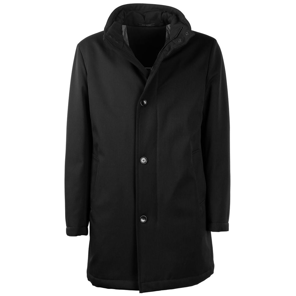 Made in Italy Elegant Virgin Wool Coat with Storm Protection