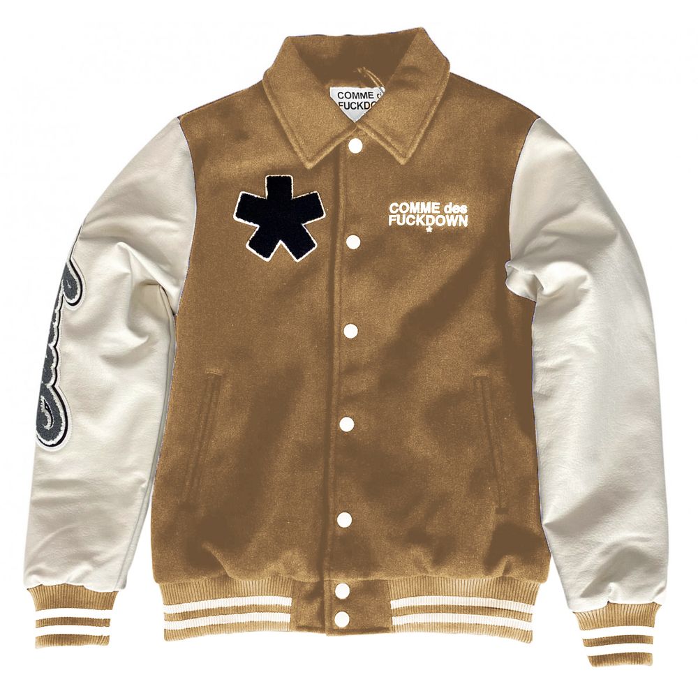 Comme Des Fuckdown Chic Cotton and Faux Leather Bomber Jacket
