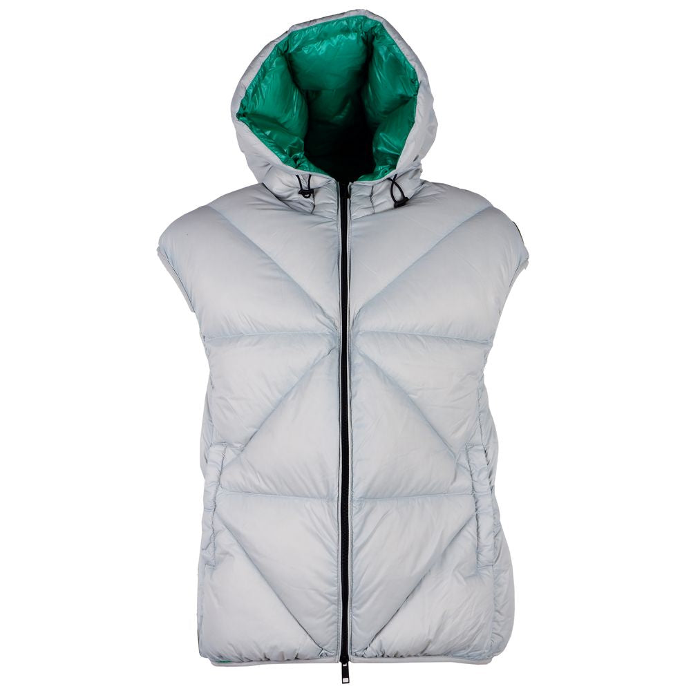 Centogrammi Elegant Gray Puffer Vest with Green Lining