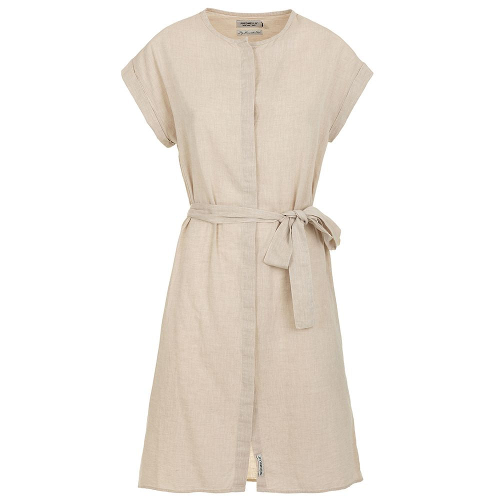 Fred Mello Chic Beige Sleeveless Denim Dress