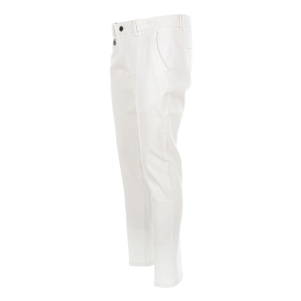 Yes Zee Honeycomb Cotton Chino Trousers - Pristine White