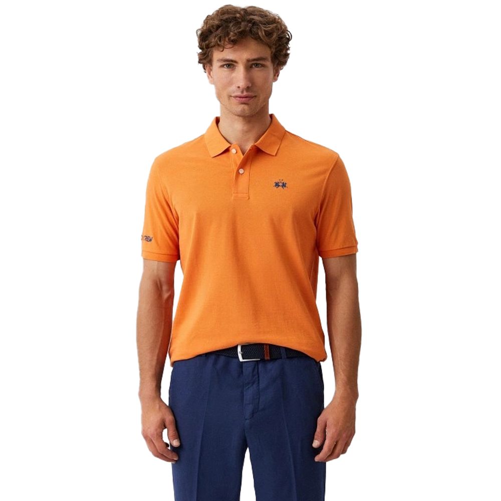 La Martina Chic Orange Cotton Polo for the Iconic Gentleman