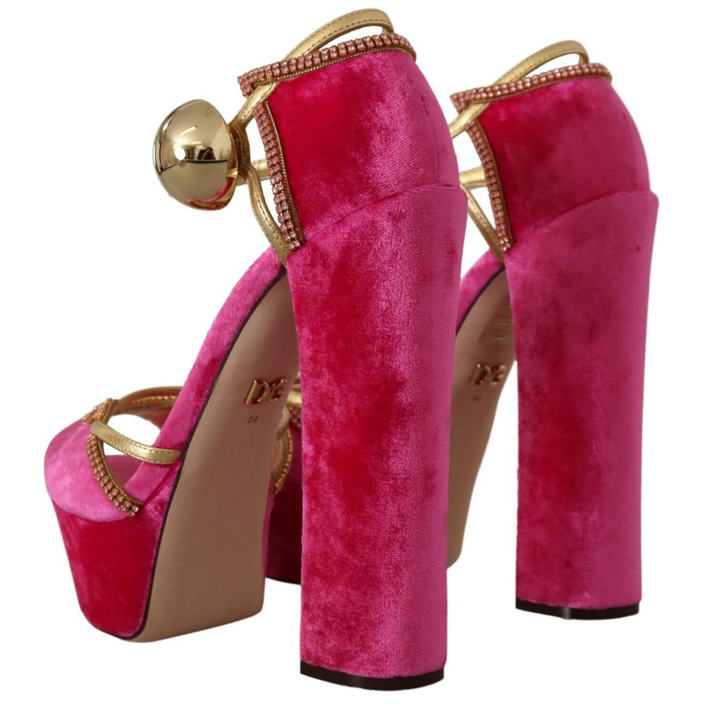 Dolce & Gabbana Velvet Crystal-Embellished Heeled Sandals