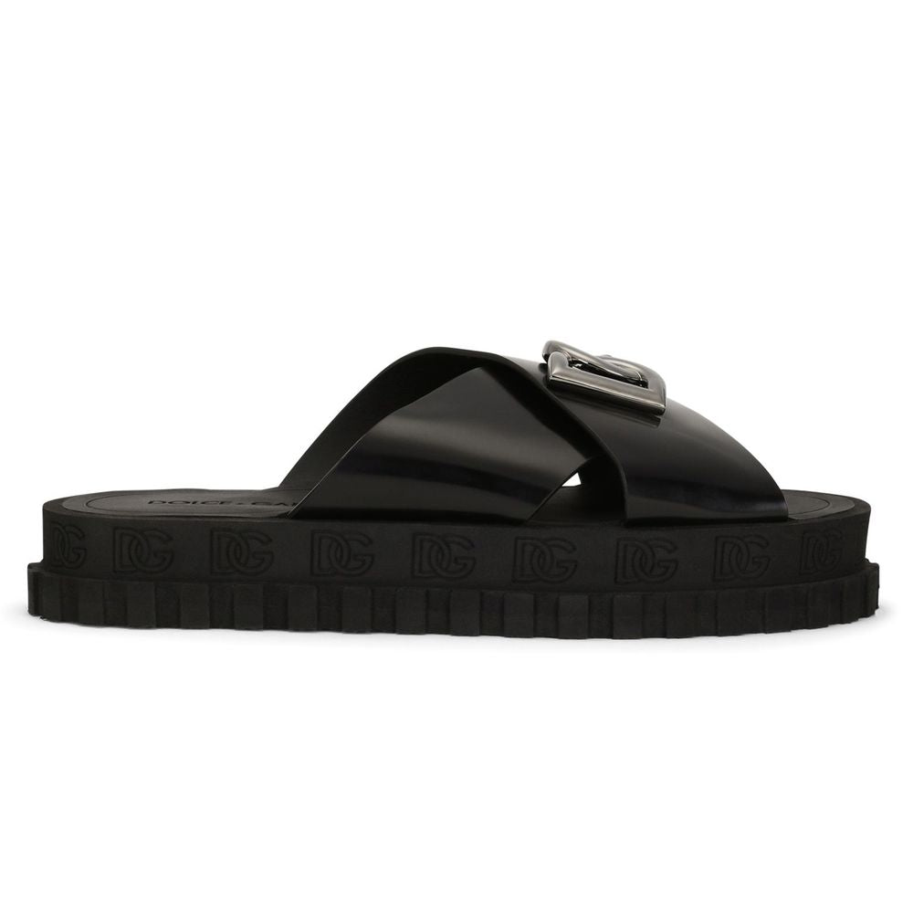 Dolce & Gabbana Black Calfskin Sandal