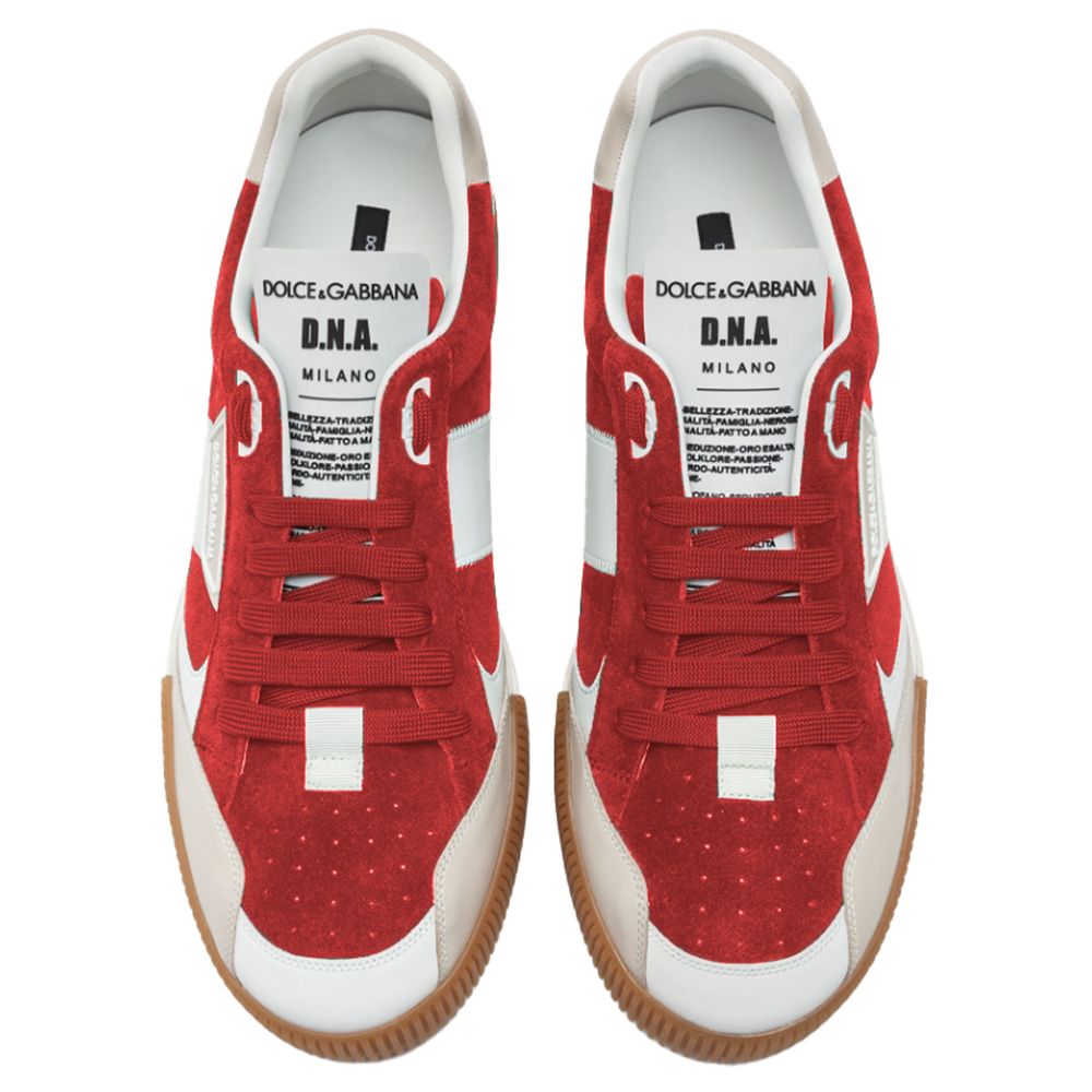 Dolce & Gabbana Red Leather Di Calfskin Sneaker